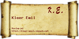 Kleer Emil névjegykártya